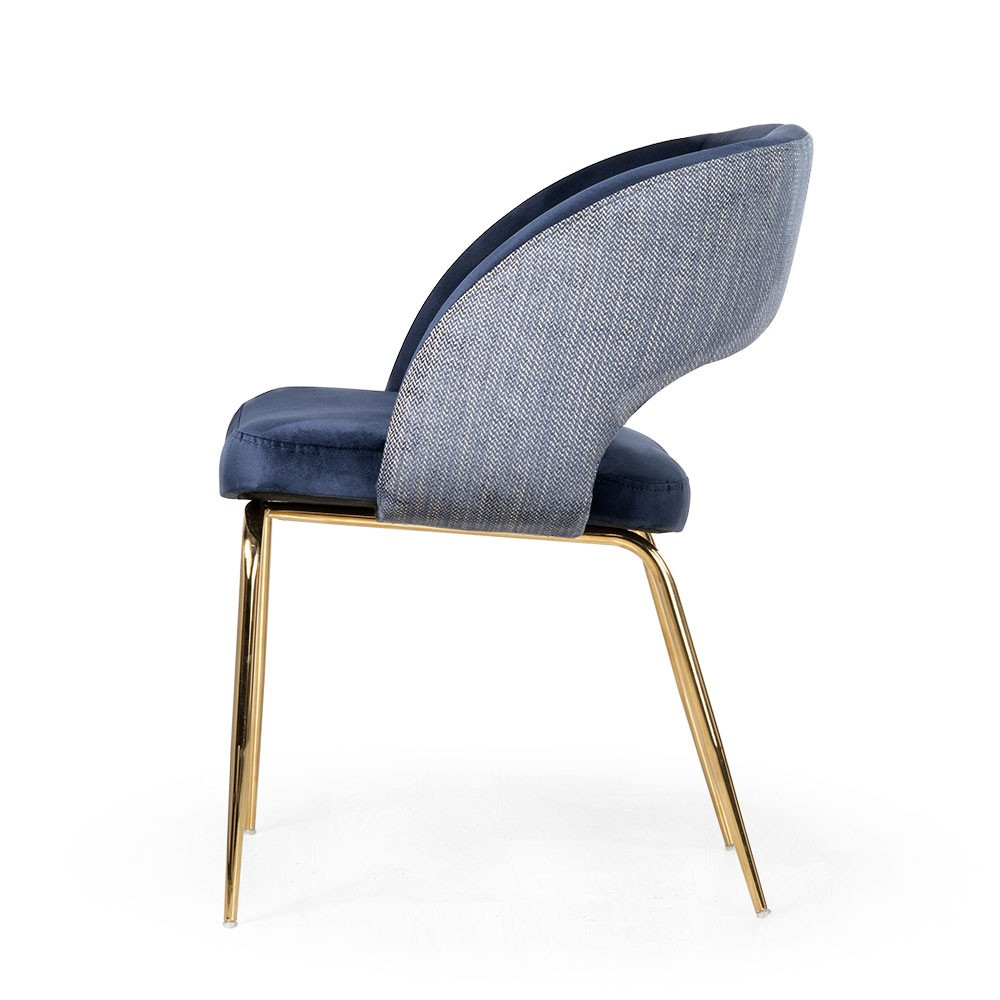 Poze Scaun tapitat Lizbona bleumarin/gold – H79 cm