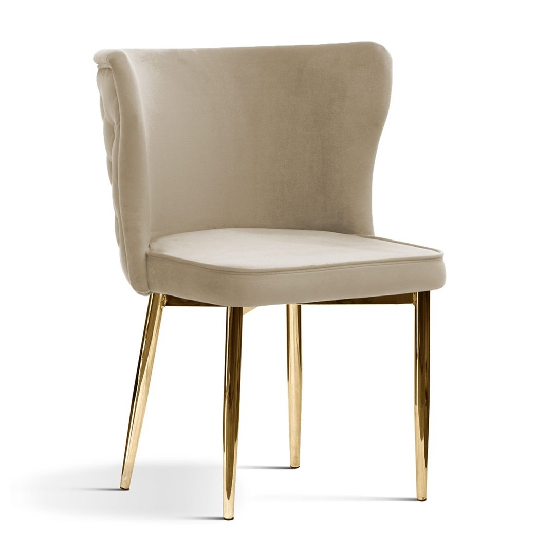 Poze Scaun tapitat Modena bej picioare gold - H86 cm