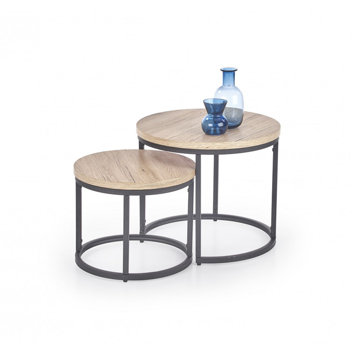 Set 2 mese de cafea oreo stejar san remo - d 43-53 x h 35-45 cm