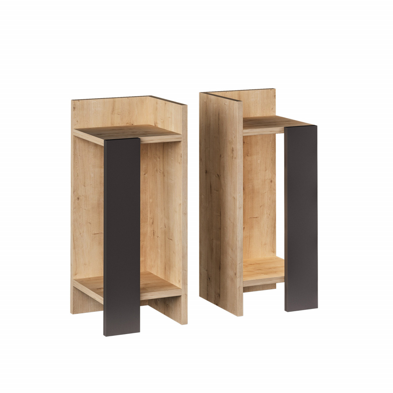 Poze Set 2 noptiere Elos stejar/antracit (2 bucati)