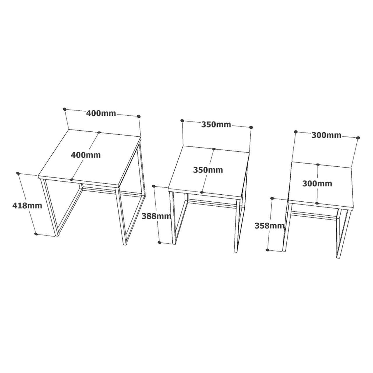 Poze Set 3 mese de cafea VG7-W alb / auriu