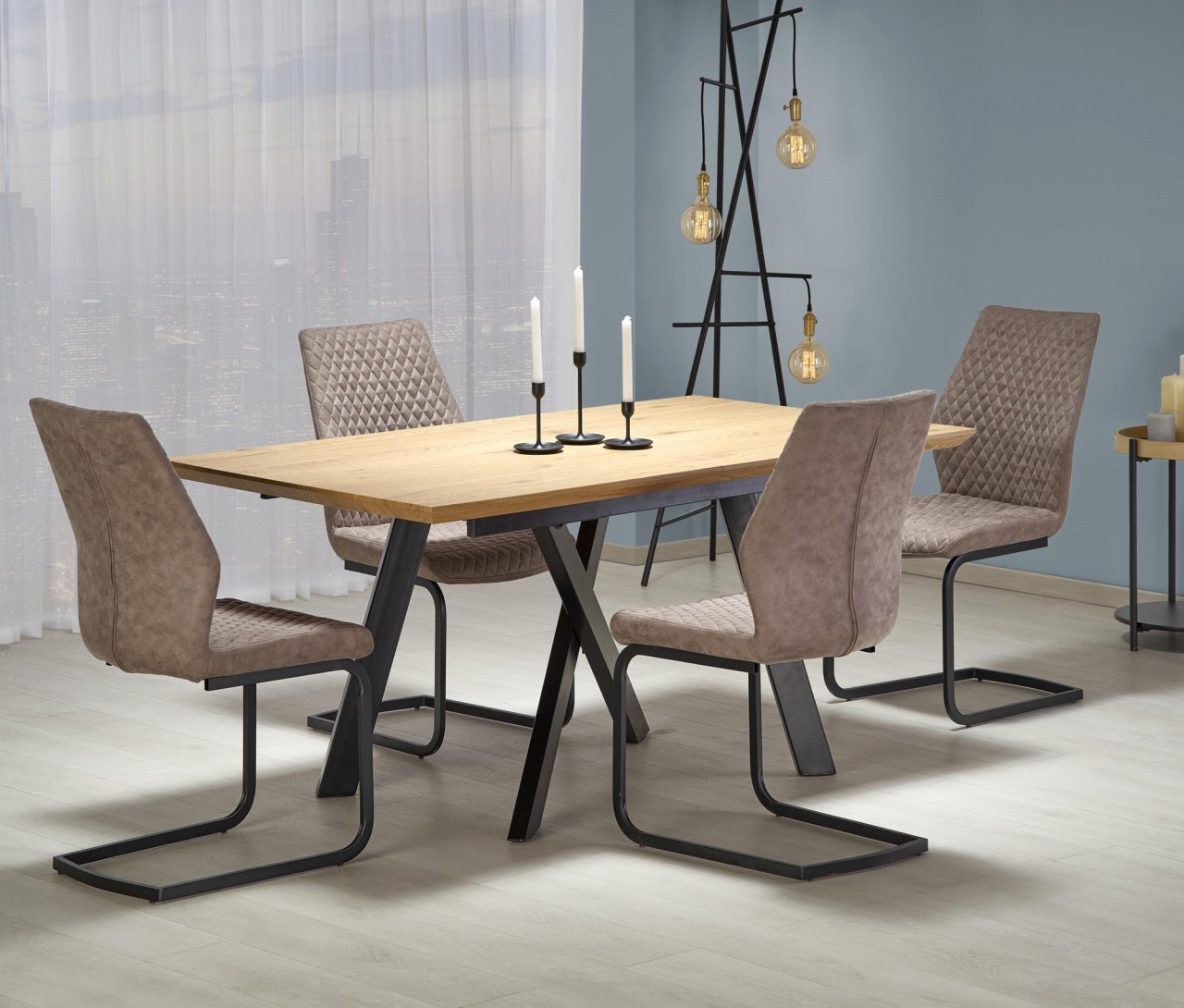 Poze Set masa extensibila Capital 160-200 cm + 4 scaune K272 bej inchis