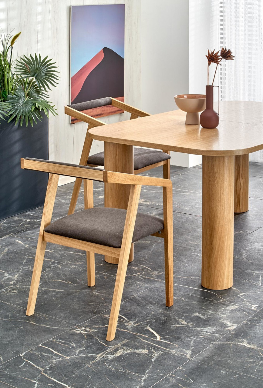 Poze Set masa extensibila Elefante L160-240 cm + 6 scaune Azul 2 stejar natural/gri catifea
