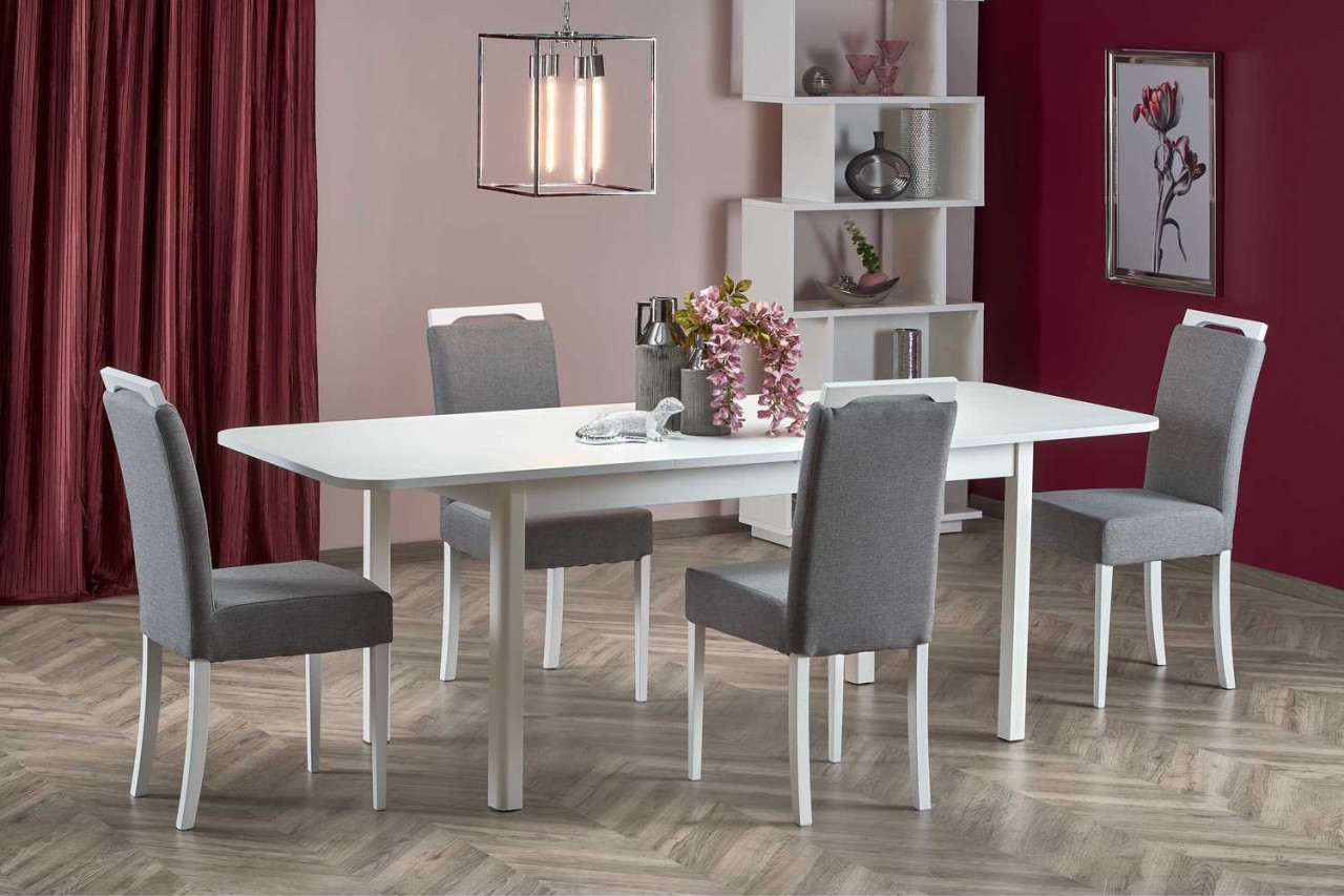 Poze Set masa extensibila Florian alb/alb L160-228 cm + 4 scaune Clarion gri/alb Inari91