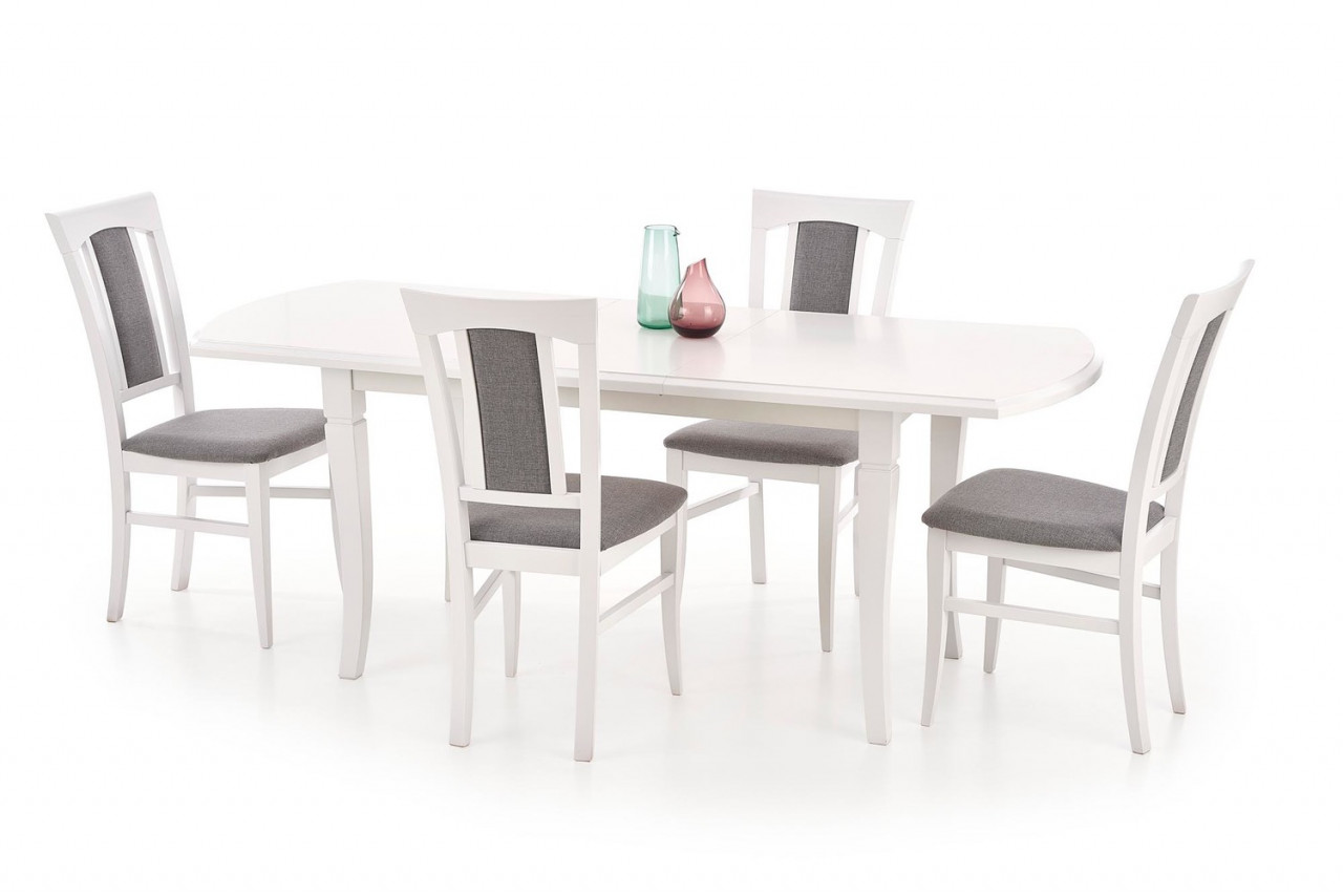 Poze Set masa extensibila Fryderyk alba L160-240 cm + 4 scaune Konrad alb/gri Inari91