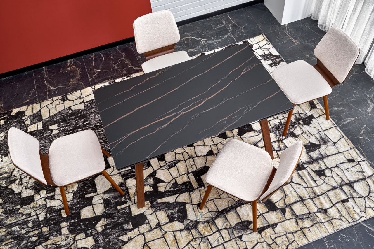 Poze Set masa extensibila Lozano L140-200 + 4 scaune K511 crem/nuc