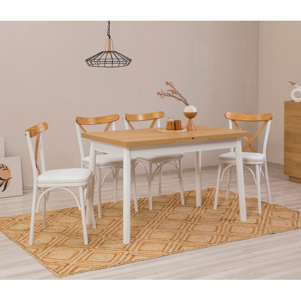 Poze Set masa extensibila si scaune (5 piese) OLİVER AÇL.KARİNA - WHİTE