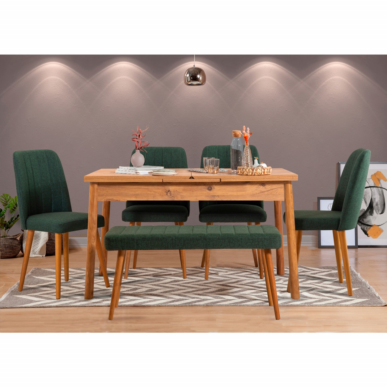 Poze Set masa extensibila si scaune (6 piese) Santiago Atlantic Green