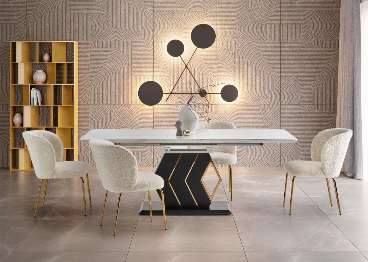 Poze Set masa extensibila Vincenzo + 6 scaune K474 crem/auriu