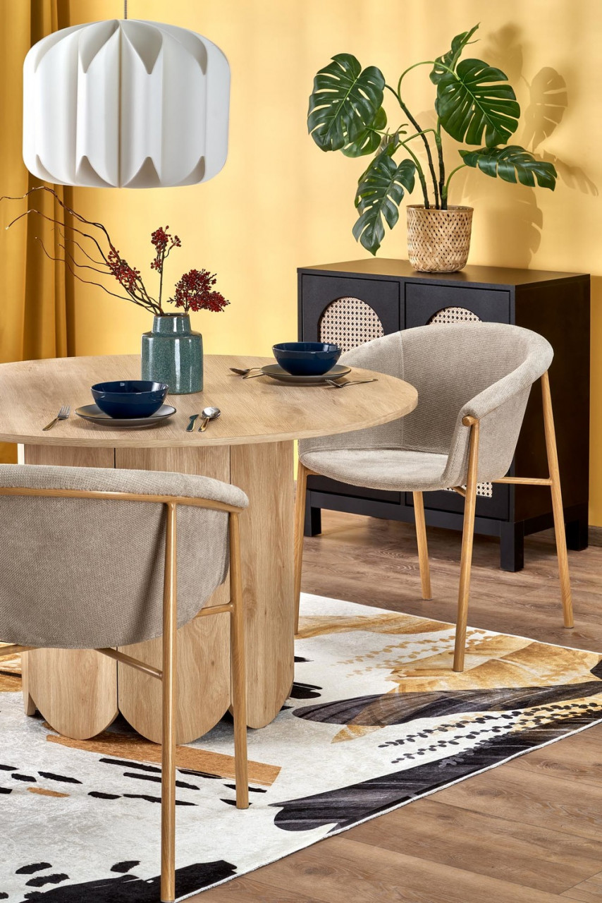 Poze Set masa rotunda Hugo + 3 scaune K489 bej/auriu
