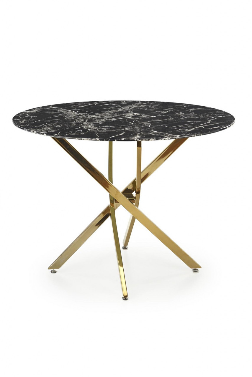 Poze Set masa rotunda Raymond 2 marmura neagra + 4 scaune K517 verde/auriu