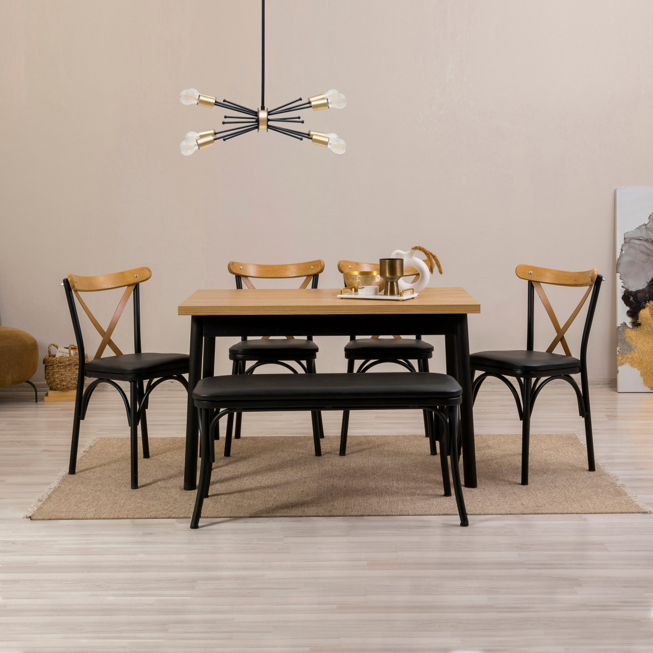 Poze Set masa si scaune (6 piese) OLİVER SBT.KARİNA-BLACK