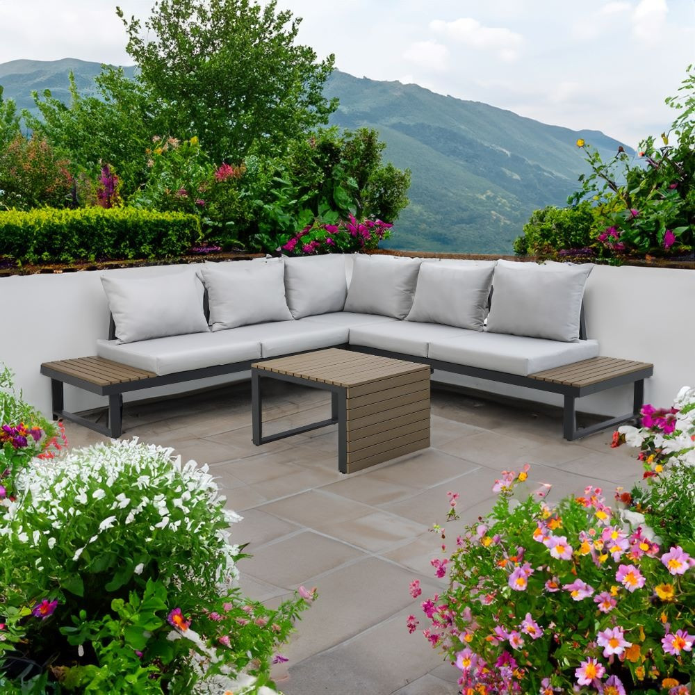 Poze Set masuta + canapea Marbella gri