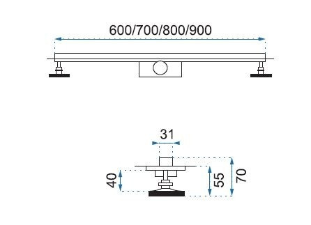 Poze Set rigola pentru dus cu capac Neo Slim Pro Crom - 80 cm