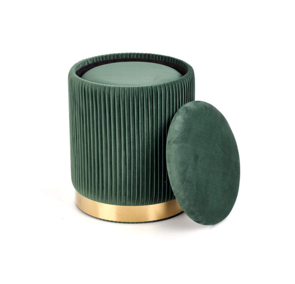 Poze Set tabureti tapitati Monty verde/auriu