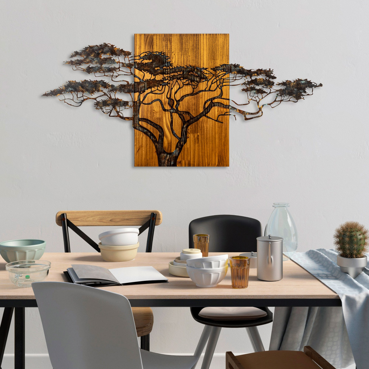 Poze Accesoriu decorativ de perete din lemn Acacia Tree - 329-A