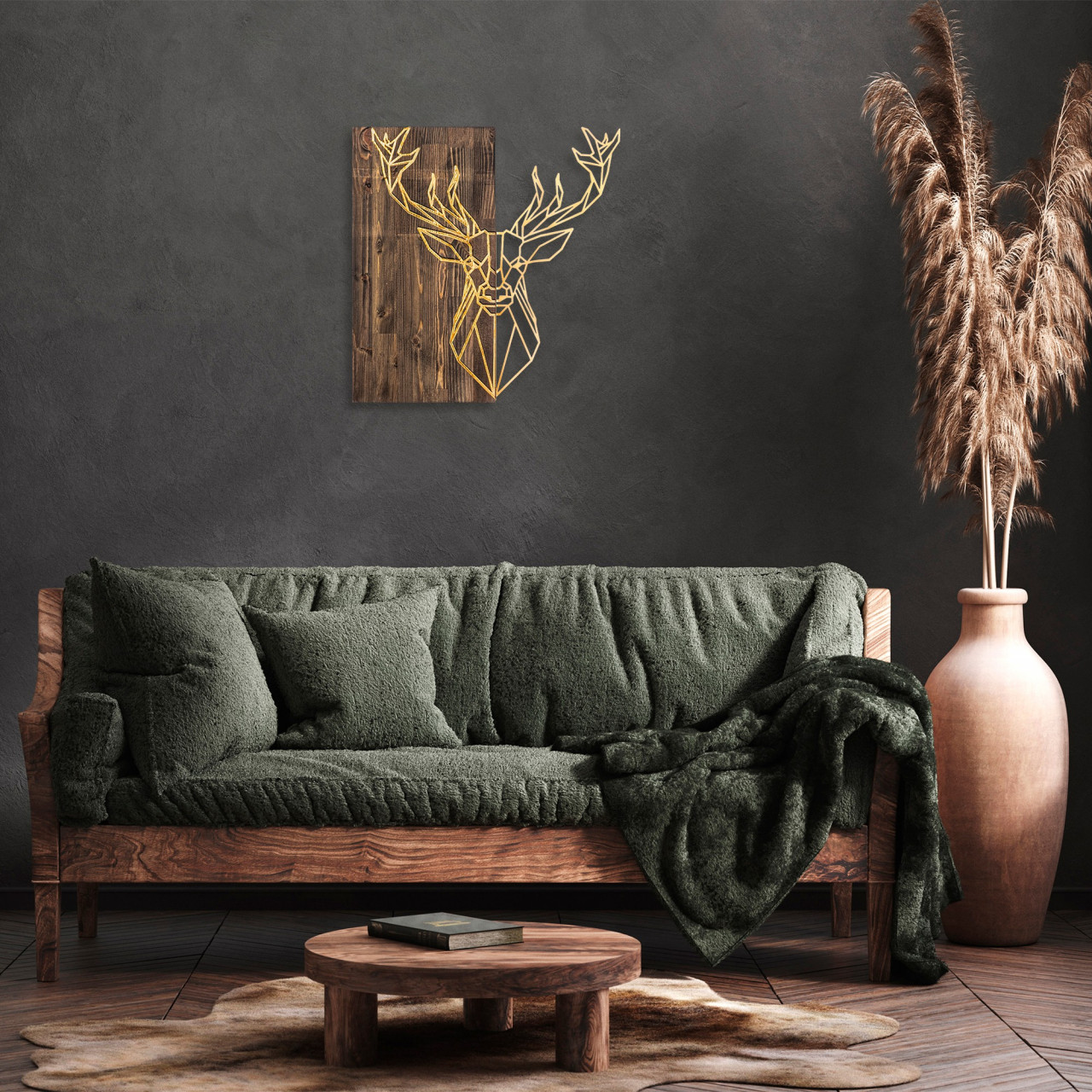 Poze Accesoriu decorativ de perete din lemn Deer1 auriu