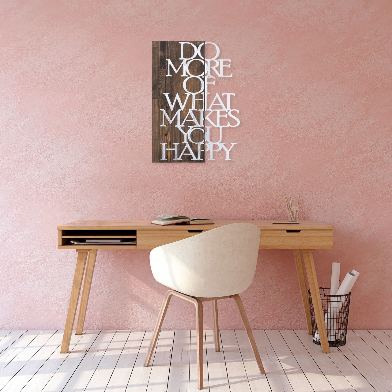 Poze Accesoriu decorativ de perete din lemn Do more - argintiu