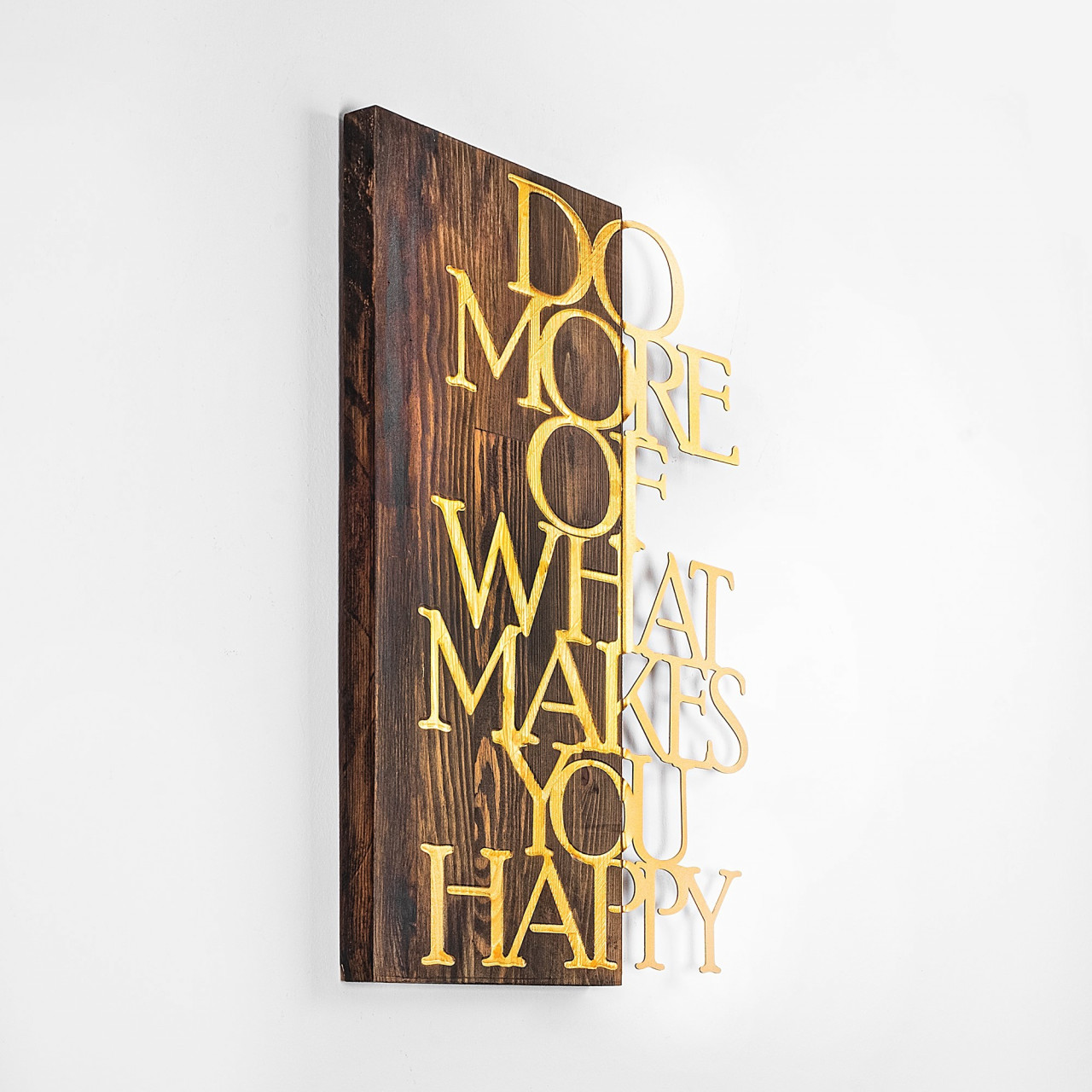 Poze Accesoriu decorativ de perete din lemn Do more - auriu