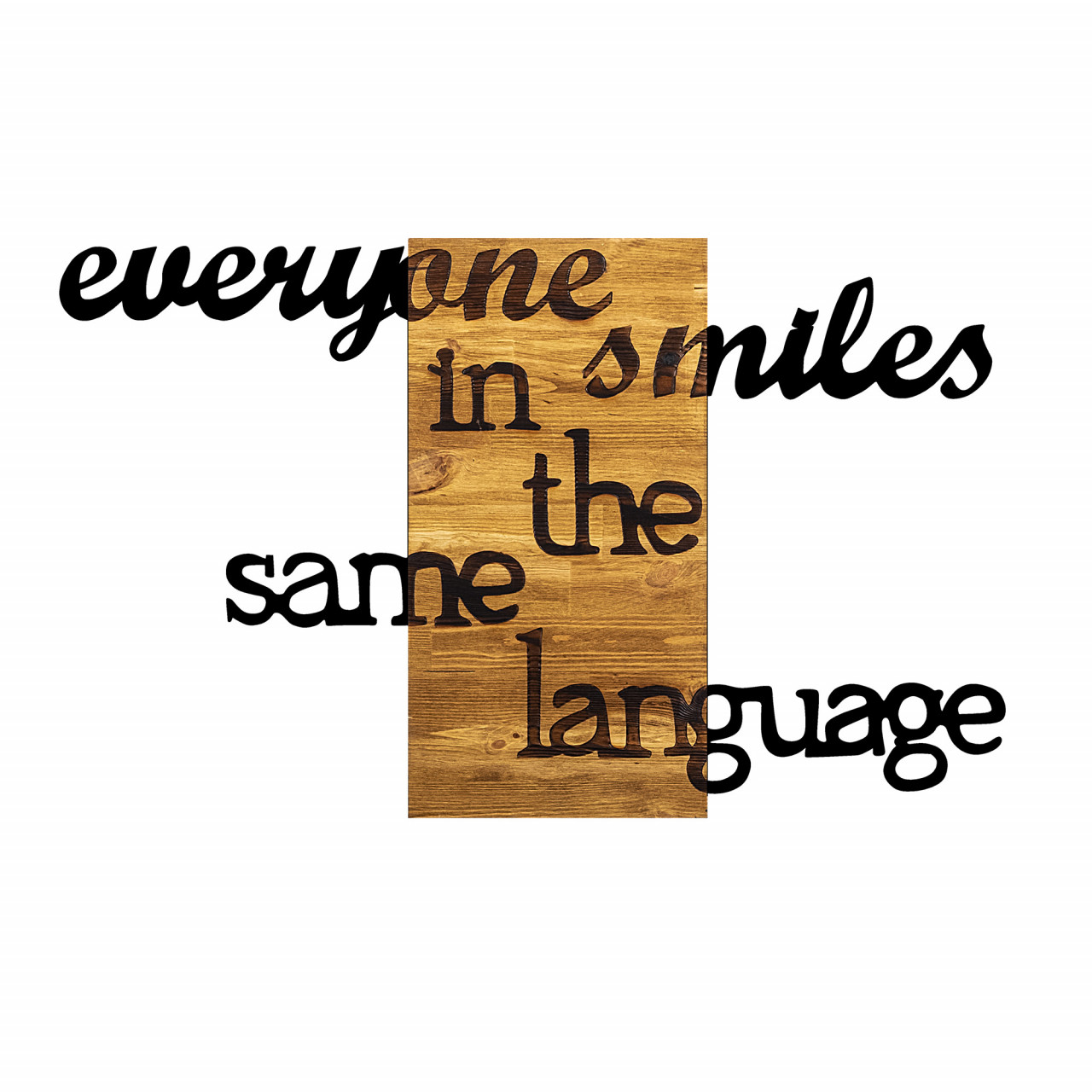 Poze Accesoriu decorativ de perete din lemn Everyone Smiles in The Same Language