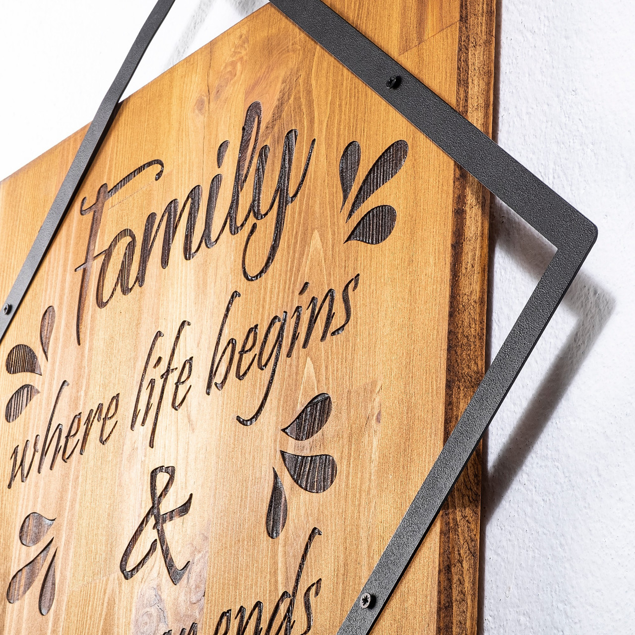 Poze Accesoriu decorativ de perete din lemn Family where life begins