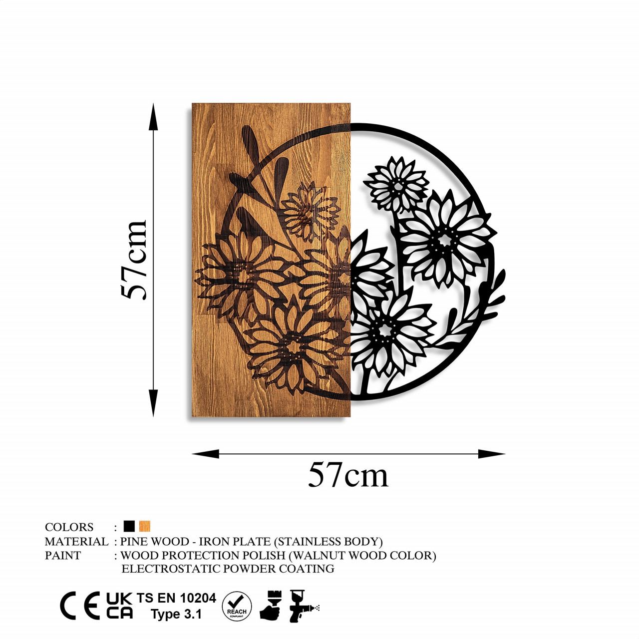 Poze Accesoriu decorativ de perete din lemn Flowers 1