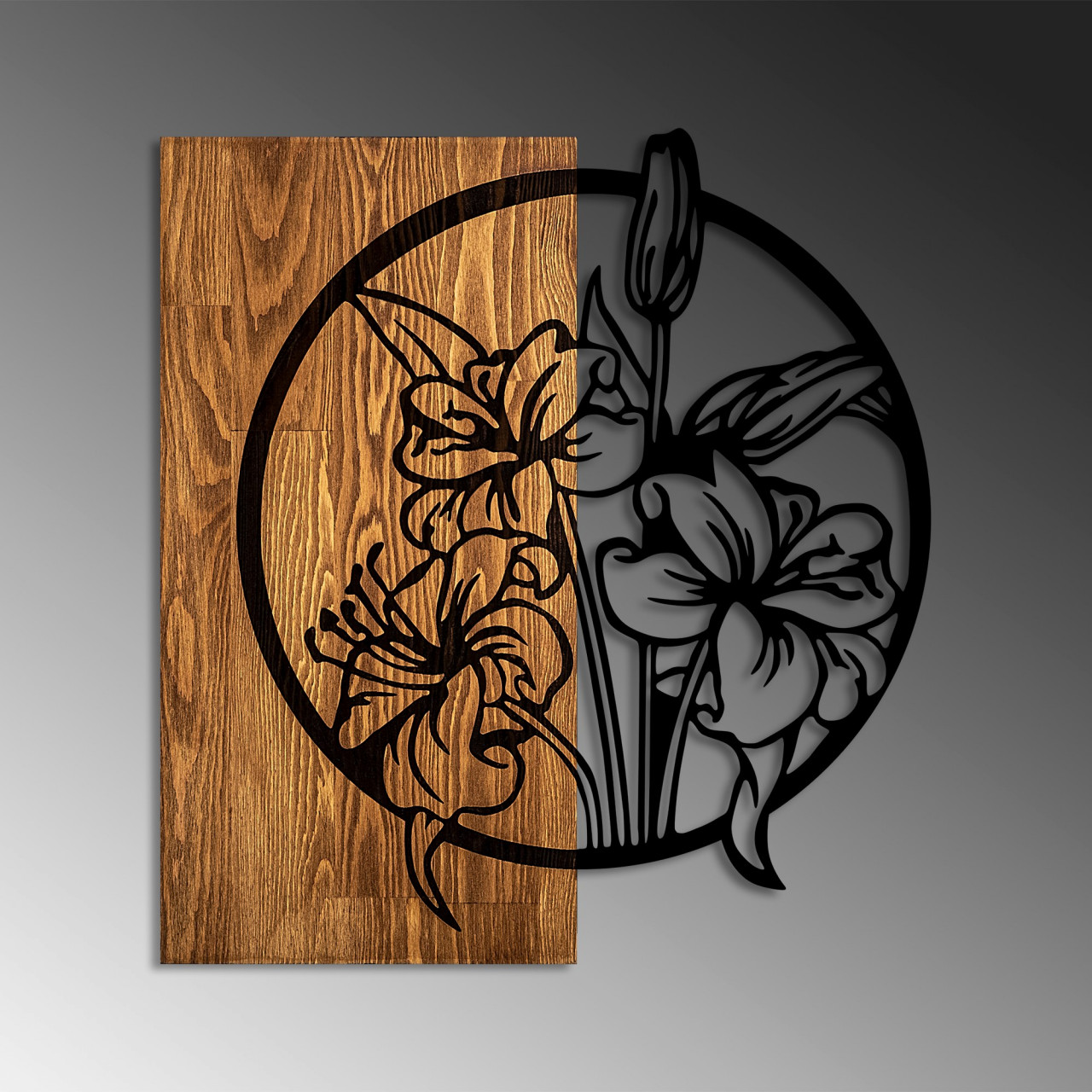 Poze Accesoriu decorativ de perete din lemn Flowers