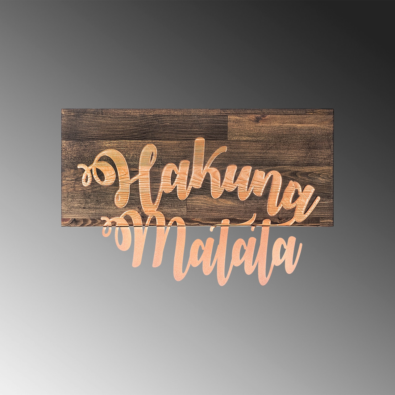 Poze Accesoriu decorativ de perete din lemn Hakuna Matata metal decor copper