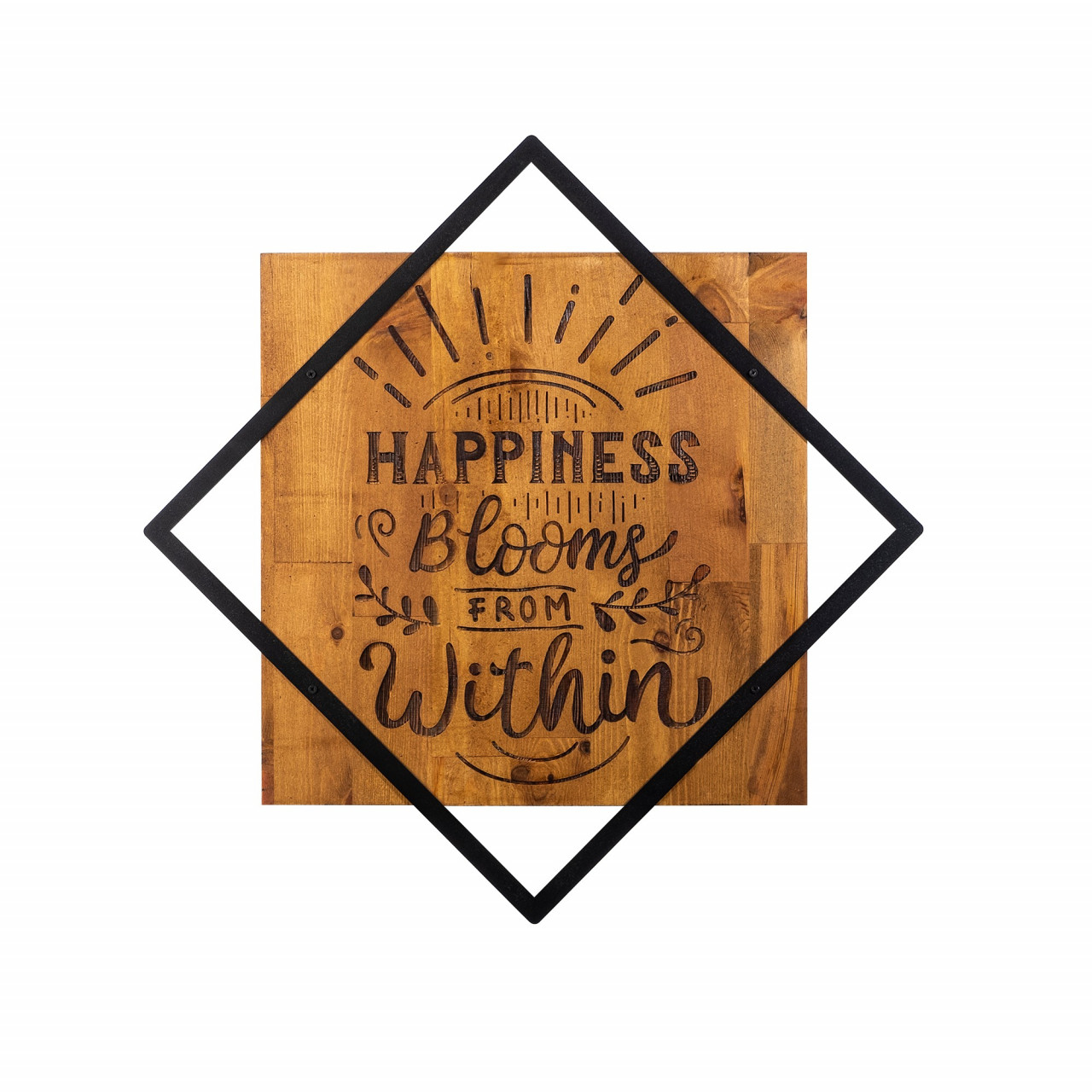 Poze Accesoriu decorativ de perete din lemn Happiness blooms from within