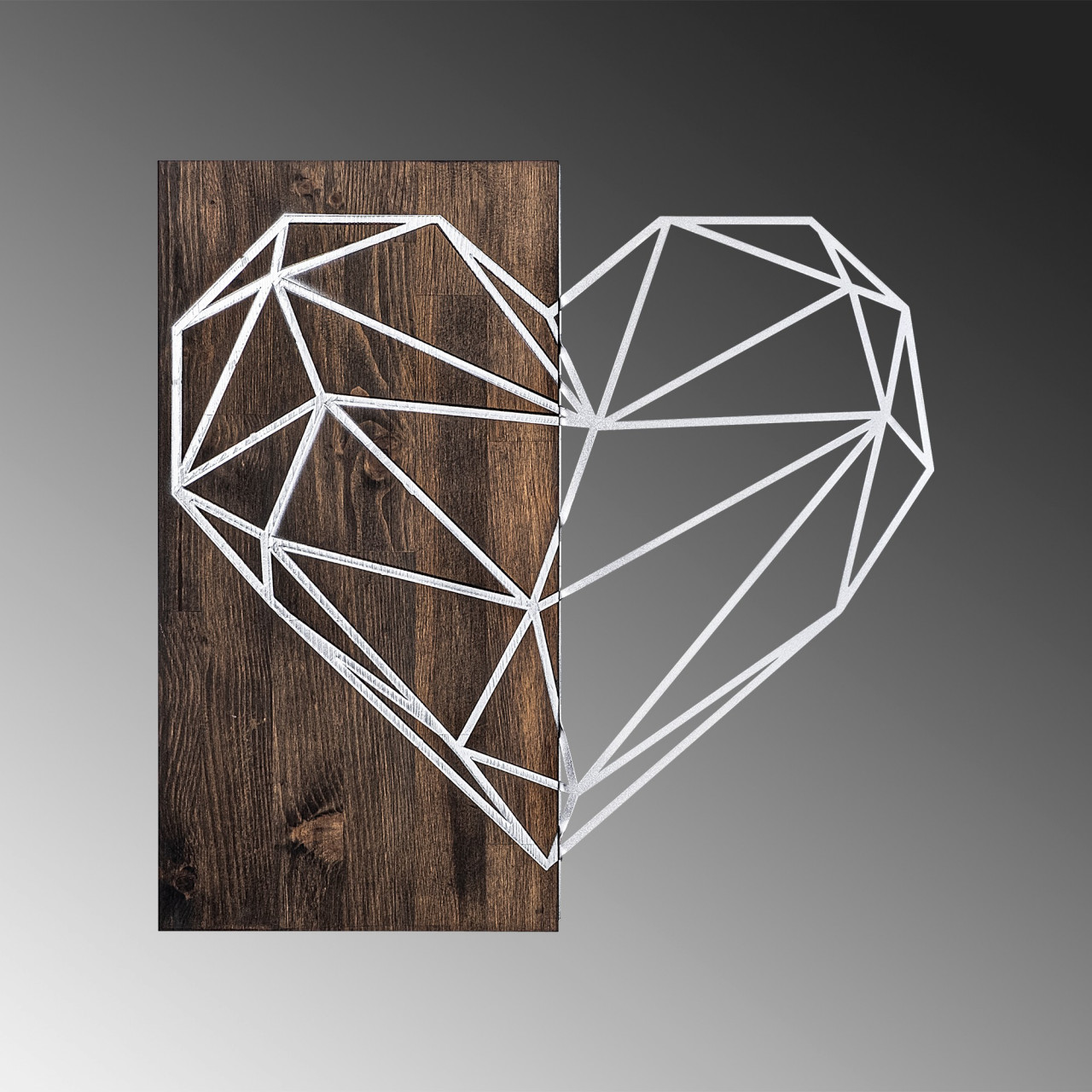 Poze Accesoriu decorativ de perete din lemn Heart argintiu