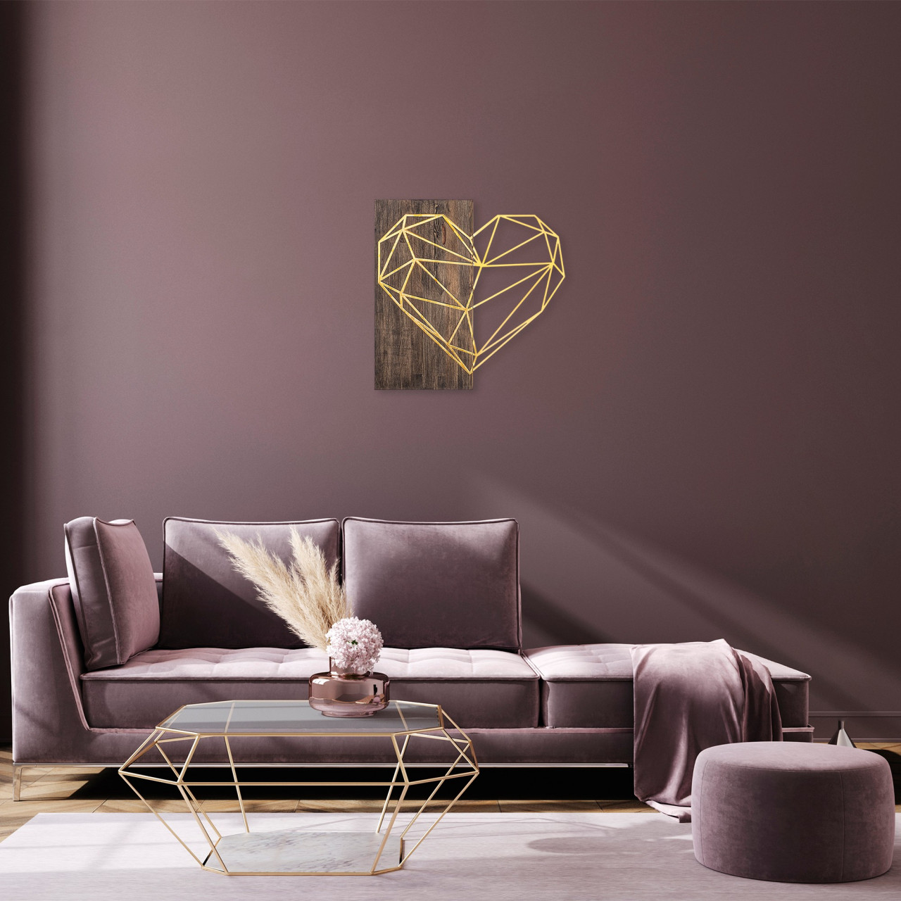 Poze Accesoriu decorativ de perete din lemn Heart auriu
