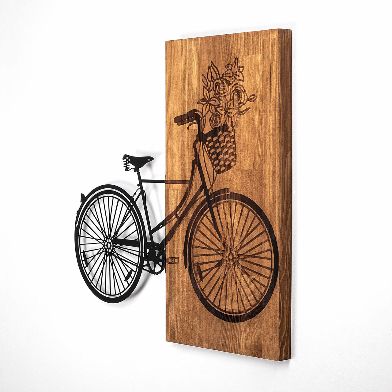 Poze Accesoriu decorativ de perete din lemn Historical Floral Bike - M - 377