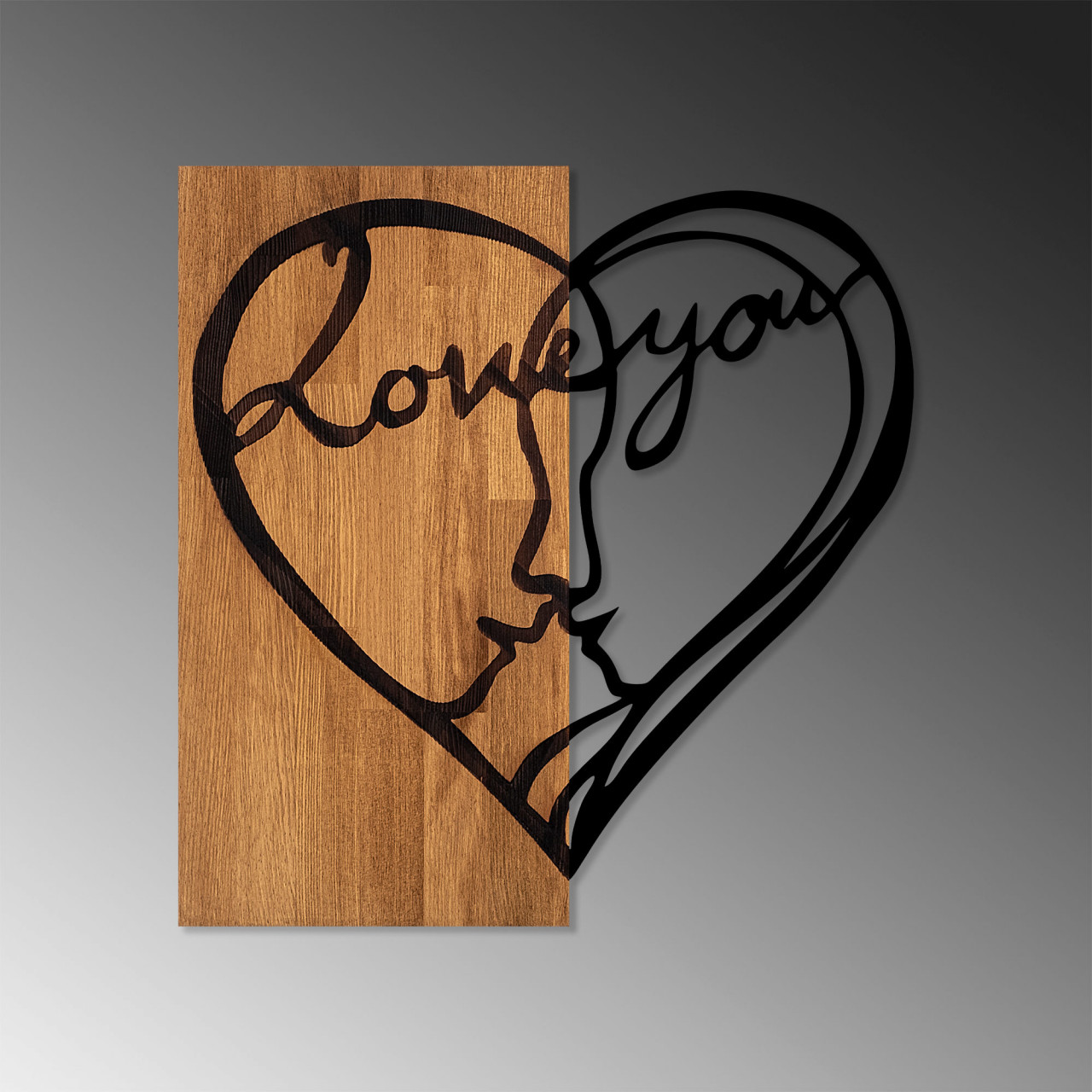 Poze Accesoriu decorativ de perete din lemn I love you
