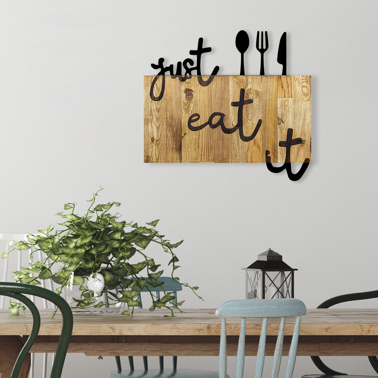 Poze Accesoriu decorativ de perete din lemn Just Eat It