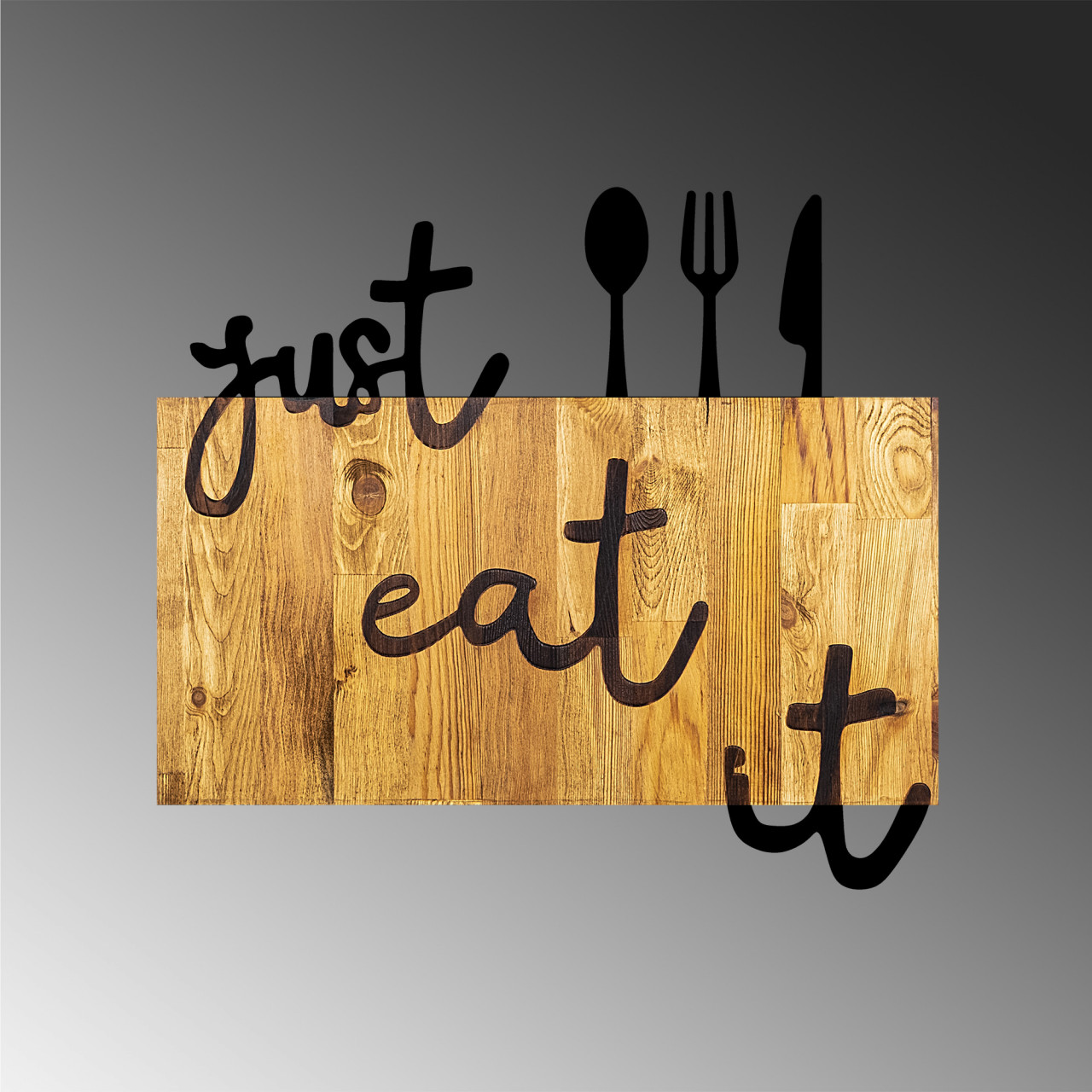 Poze Accesoriu decorativ de perete din lemn Just Eat It