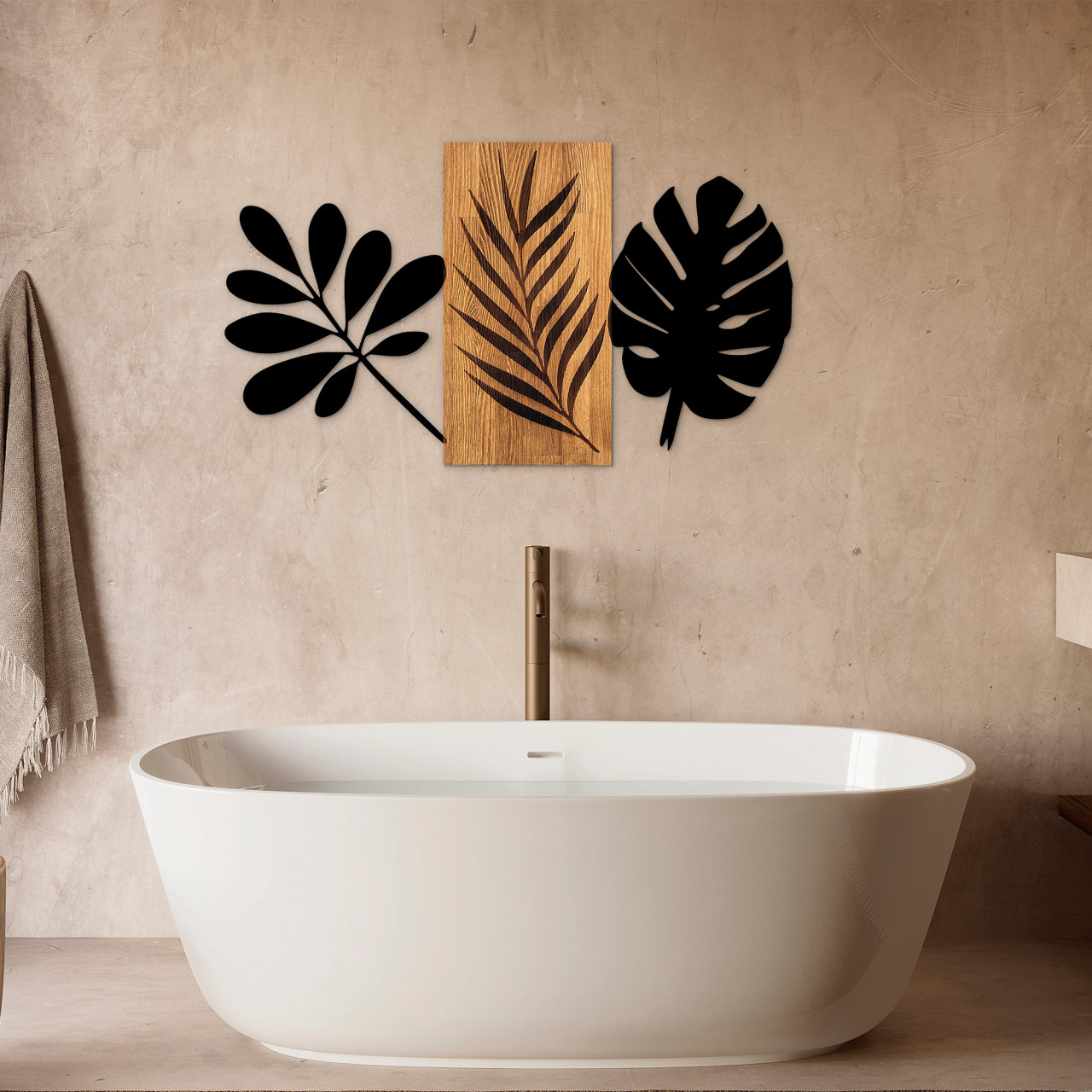 Poze Accesoriu decorativ de perete din lemn Leaves 3
