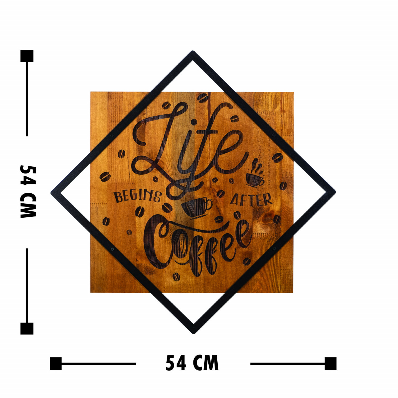 Poze Accesoriu decorativ de perete din lemn Life begins after coffee