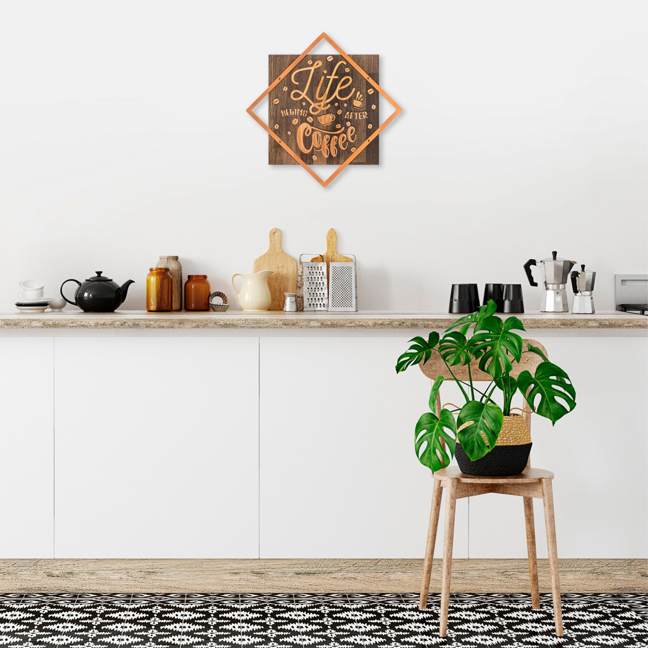 Poze Accesoriu decorativ de perete din lemn - Life begins after coffee