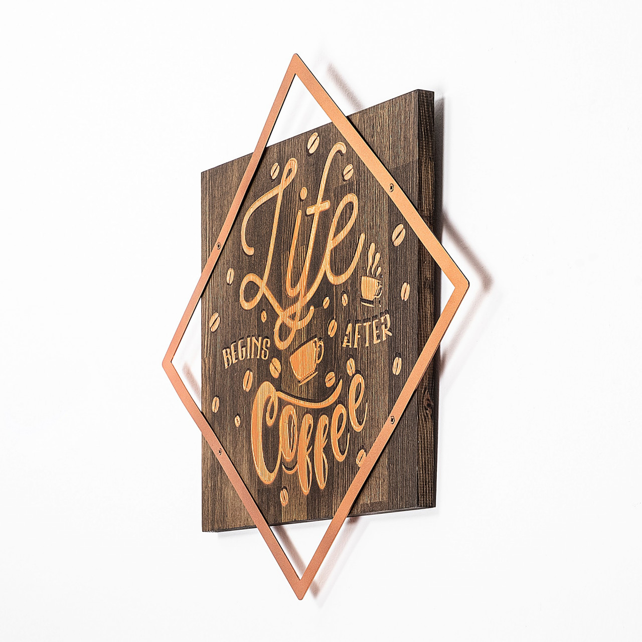 Poze Accesoriu decorativ de perete din lemn - Life begins after coffee