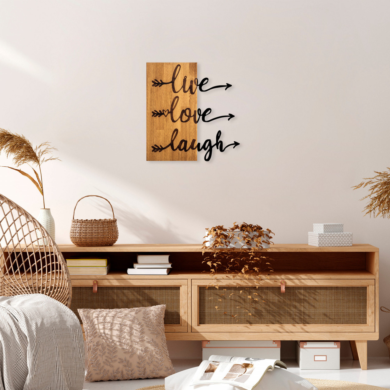Poze Accesoriu decorativ de perete din lemn Live Love Laugh - 369