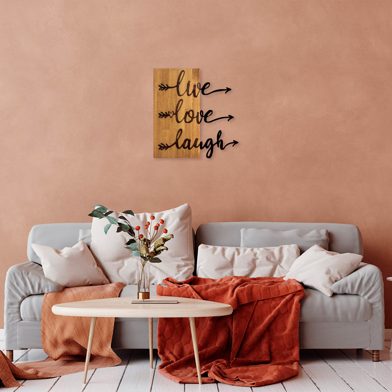 Poze Accesoriu decorativ de perete din lemn Live Love Laugh - 369