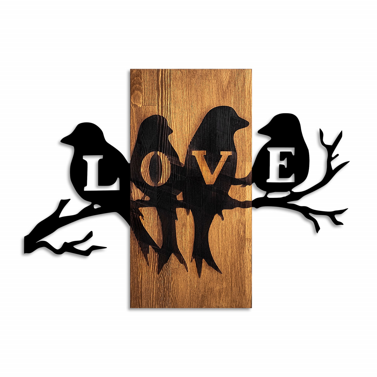 Poze Accesoriu decorativ de perete din lemn Love birds