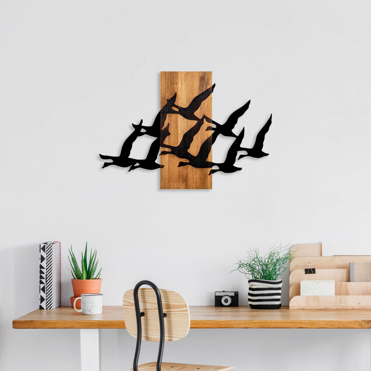 Poze Accesoriu decorativ de perete din lemn Migrant birds - 375