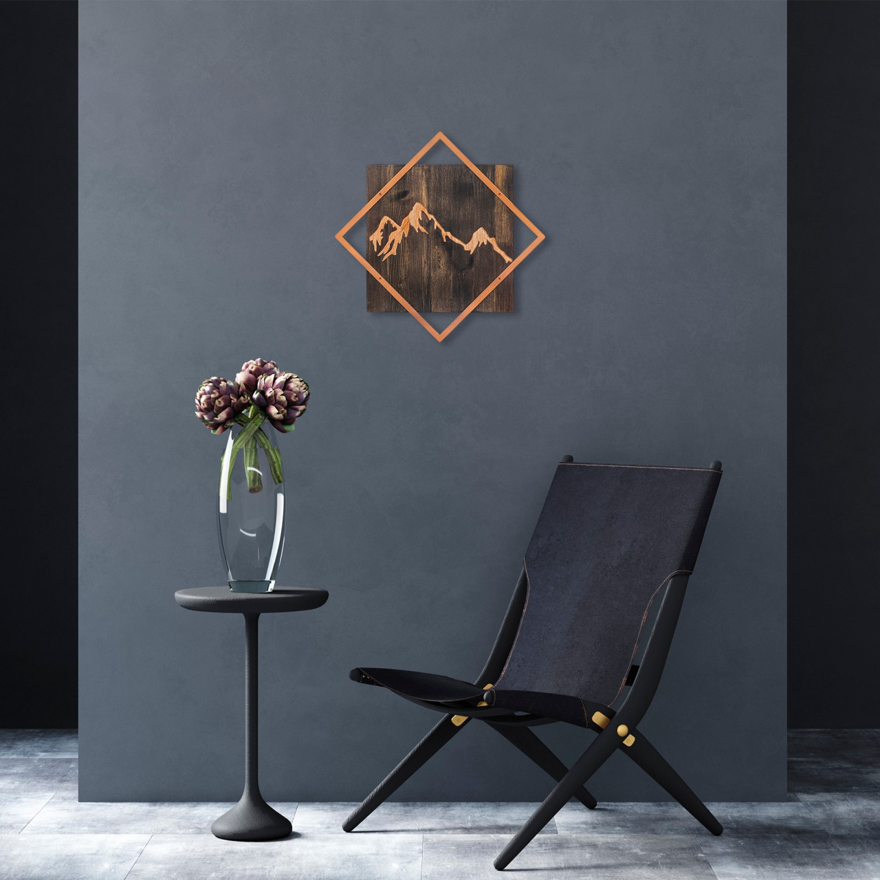 Poze Accesoriu decorativ de perete din lemn Mountain - copper