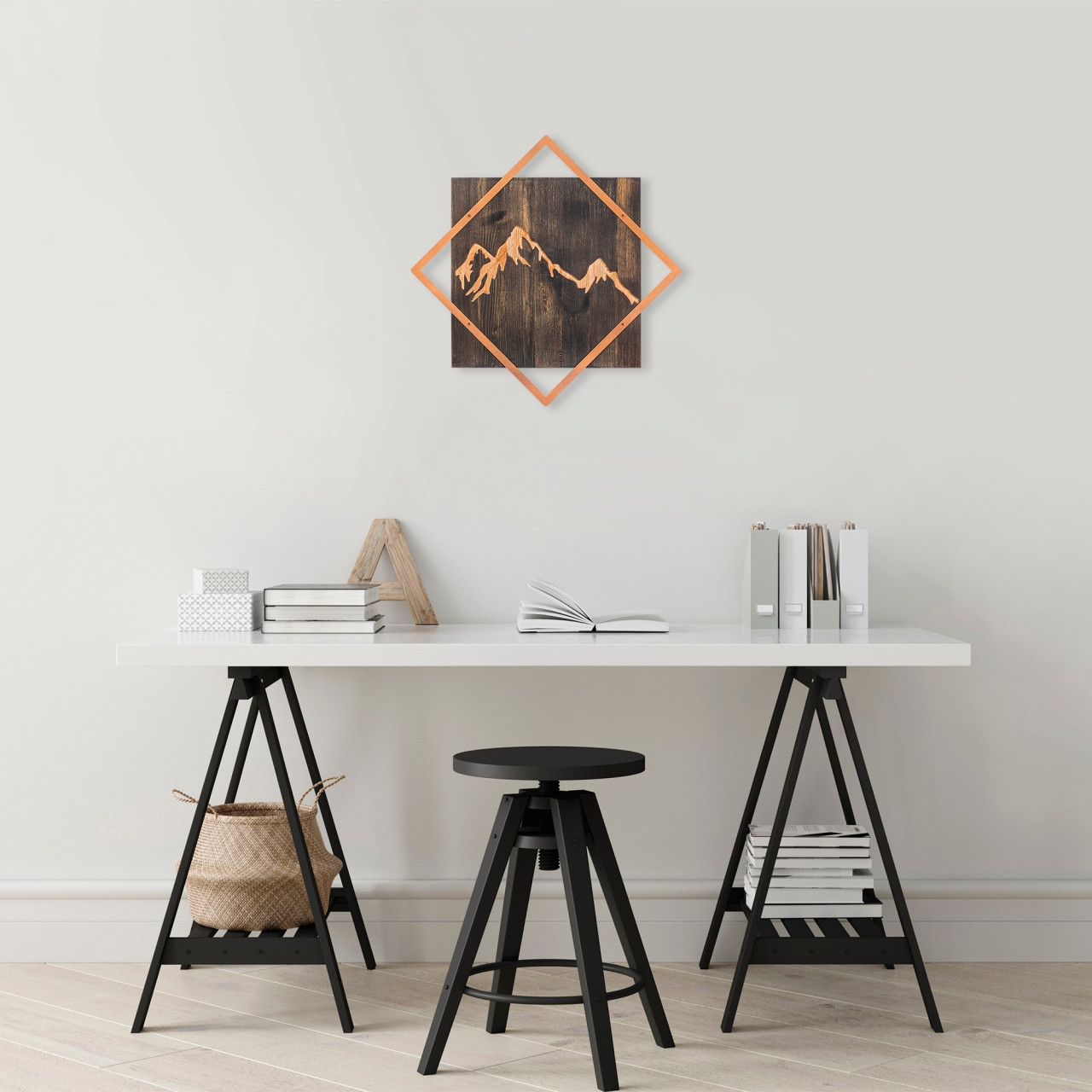 Poze Accesoriu decorativ de perete din lemn Mountain - copper