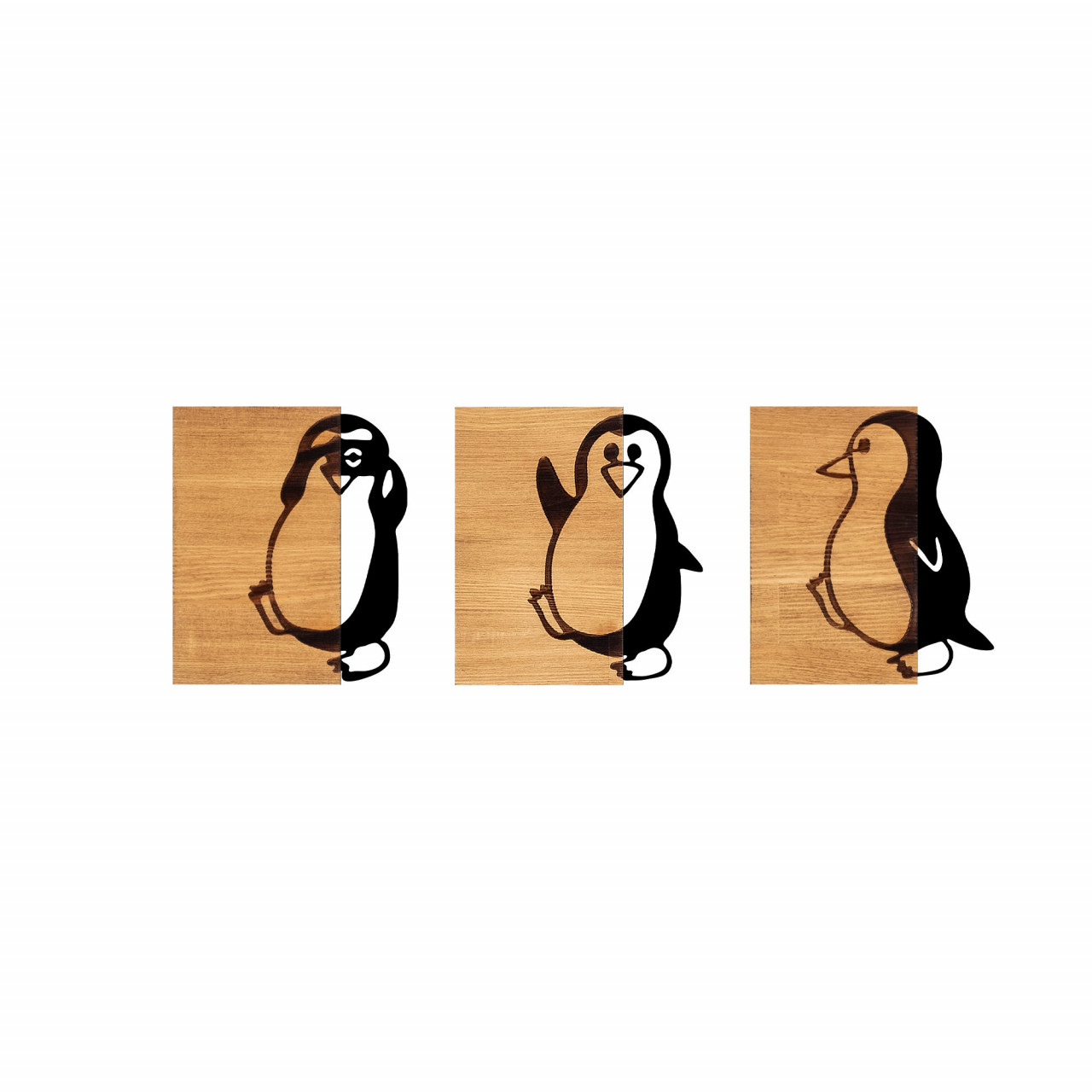 Poze Accesoriu decorativ de perete din lemn Penguins - 336