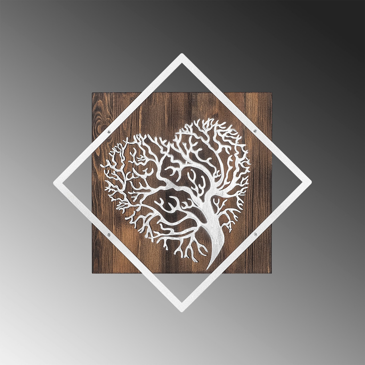 Poze Accesoriu decorativ de perete din lemn Tree v3 argintiu