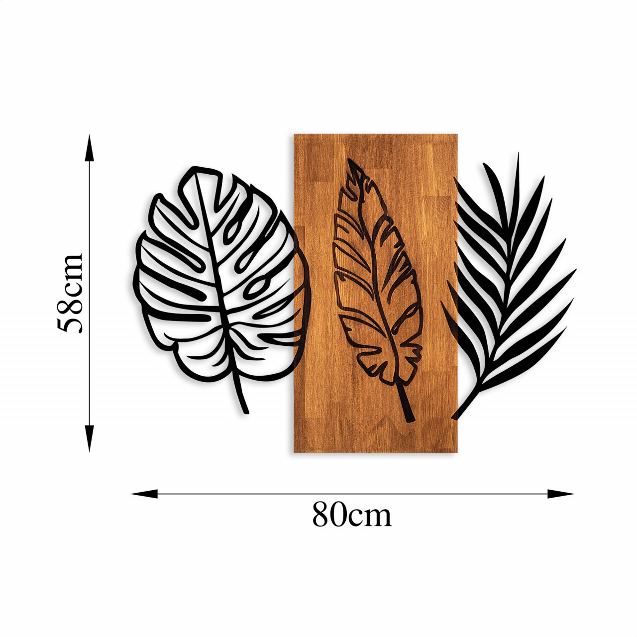 Poze Accesoriu decorativ de perete din lemn Triple leaves - 384