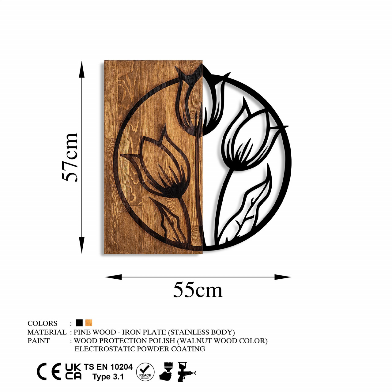 Poze Accesoriu decorativ de perete din lemn Tulips