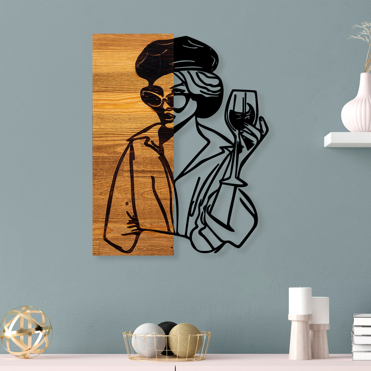Poze Accesoriu decorativ de perete din lemn Woman 2